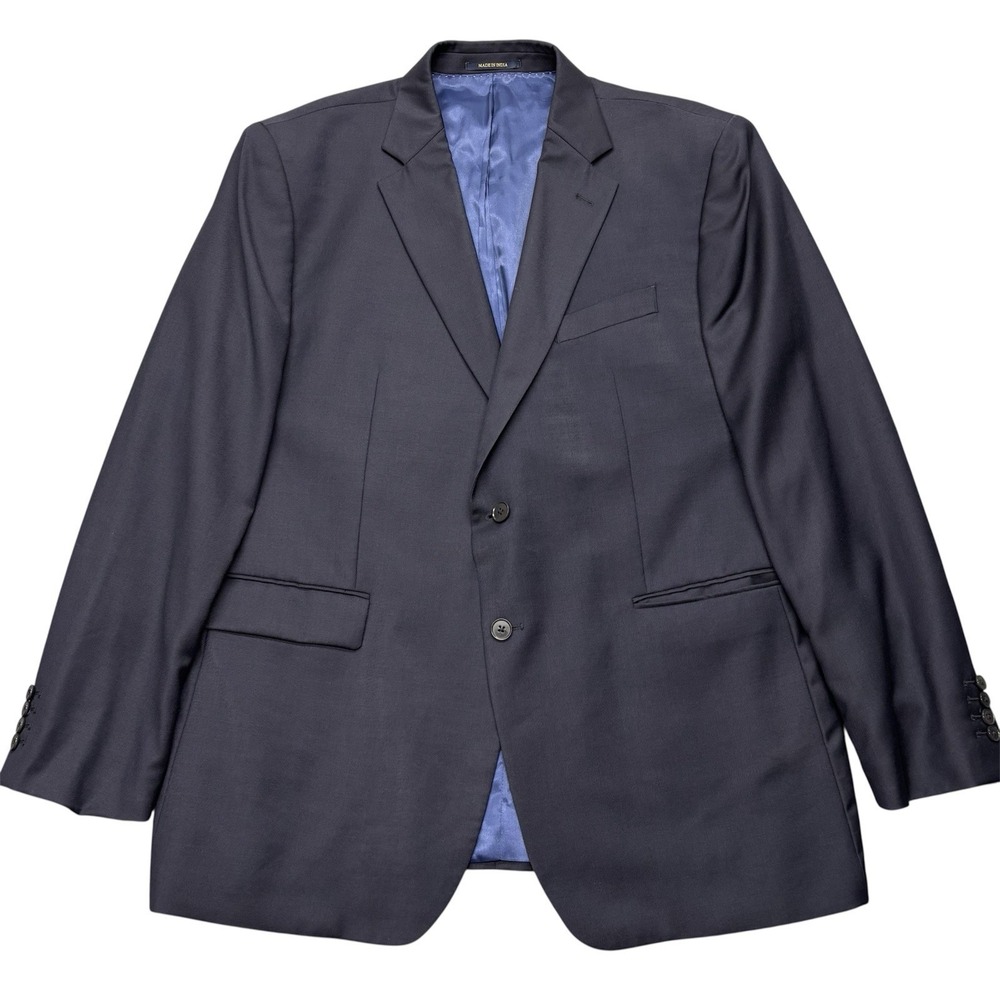 Charles Tyrwhitt Blazer Jacket 46L Navy Blue 100% Wool Super 110s Classic Fit